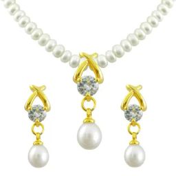 Sri Jagdamba Pearls Arzina Golden Alloy Necklace Set-picture-6