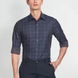 Arrow Blue Cotton Regular Fit Checks Shirt-image-41