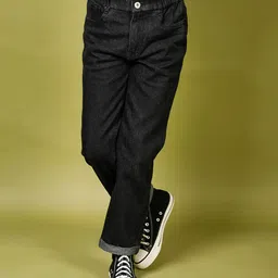 Lilpicks Couture Solid Straight Flared Denim Jeans - Black-picture-27
