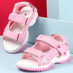 Cute Walk by Babyhug Sandals with Velcro Closure & Butterfly Applique - Pink image 1