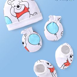 Babyoye Disney Interlock Knit Cap Mittens & Booties Set with Winnie the Pooh Print White - Diameter 12 cm-picture-31
