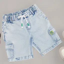 Pantaloons Junior Pocket & Patch Detailed Shorts - Clear Sky-image-17