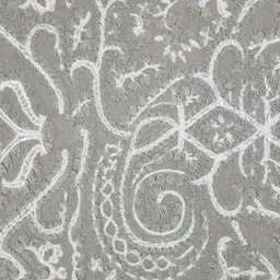 DESIGN GAATHA White & Grey Embroidered Square Cotton Cushion Cover image 4