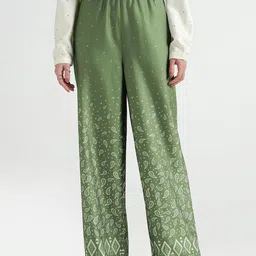 ELLE Women Regular Fit Mid-Rise Printed Pure Cotton Trouser-image-73