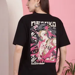 Tromko Women Pack of 2 Graphic Printed Round Neck Cotton Oversized T-shirts image 2