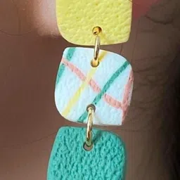 VMA PLAY FASHION Set Of 3 Gold-Plated Square Shaped Drop Earrings image 4