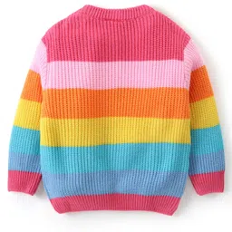 Babyhug Knitted Full Sleeves Pullovers Striped Sweater -Multicolor image 2