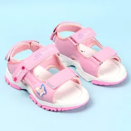 Cute Walk by Babyhug Sandals with Velcro Closure & Butterfly Applique - Pink image 2