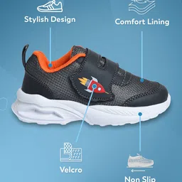 Mi Arcus Mesh & PU Leather Shoes - Black & Orange image 3