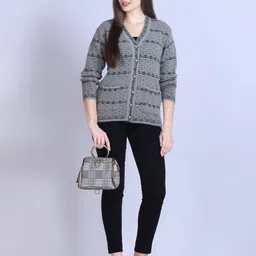 FIRST SLEEP Abstract Self Design Woollen Cardigan image 4