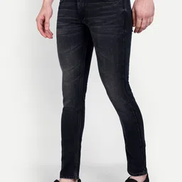 MEGHZ Men Narrow Skinny Fit Low-Rise Light Fade Stretchable Jeans image 2