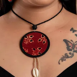 Look and Adorn Handmade Fabric Ajrakh Cotton Jewellery Set-picture-30