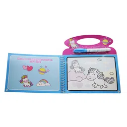 Asera 2 Pcs Unicorn Theme Reusable Magic Water Painting Book - Multicolor image 4