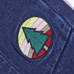 Kookie Kids Full Length Solid Denim Jeans With Tree Patch - Navy Blue image 4