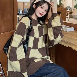 StyleCast Women Checked Self Design Pullover-picture-10