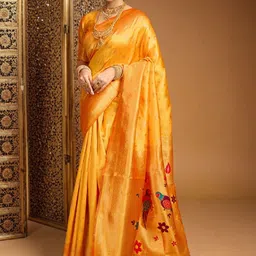 Mitera Woven Design Silk Blend Handloom Paithani Saree-picture-30