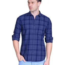 SANE ORIGINALS Men Sharp Fit Checked Spread Collar Pure Cotton Casual Shirt-picture-37
