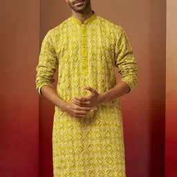 VASTRAMAY Men Ethnic Motifs Printed Festive Silk Straight Kurta-picture-11