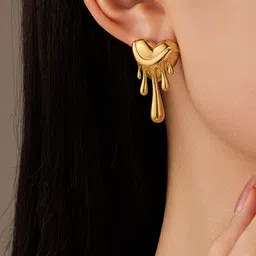 Designs & You Gold-Plated Heart Shaped Drop Earrings image 4