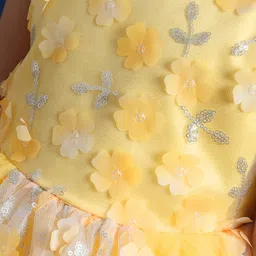 Mark & Mia Sleeveless Knee Length Party Frock With Sequinned Detailing & Floral Applique -Yellow image 5