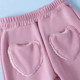 Mark & Mia Full Sleeves Winter Wear Collared T-Shirt & Joggers Set with Animal Applique - White & Plum image 5