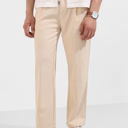 The Indian Garage Co Men Textured Relaxed Fit Mid-Rise Regular Trousers-picture-33