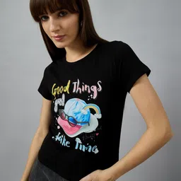 98 Degree North Typography Printed Round Neck Cotton T-shirt-image-45