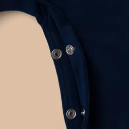 Babyhug Interlock Knit Full Sleeves Party Romper With Attached Checks Waistcoat & Tie - Navy Blue & Maroon image 4