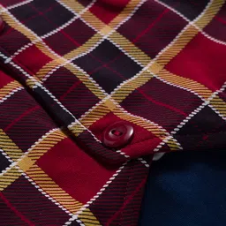 Babyhug Interlock Knit Full Sleeves Party Romper With Attached Checks Waistcoat & Tie - Navy Blue & Maroon image 5