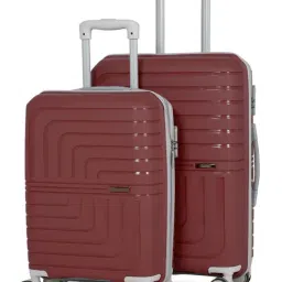 Teakwood Leathers Lkey Maroon Textured Medium Hard Sided Checked Luggage Set of 2 - 55, 65cm-picture-24