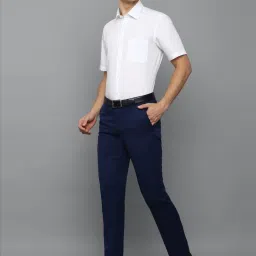 Louis Philippe Gods & Kings Navy Slim Fit Checks Trousers image 5