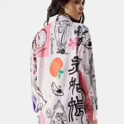 The Souled Store White Cotton Printed Shirt image 2