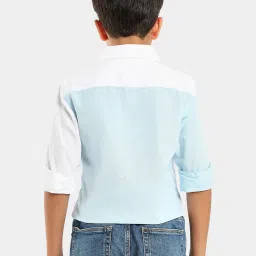 LilPicks Kids White & Blue Solid Shirt image 2