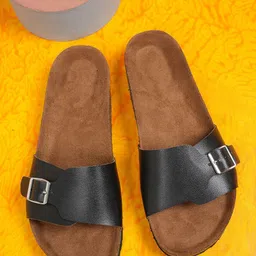 MOZAFIA Women Open Toe Flats with Buckles image 1