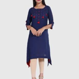 YASH GALLERY Blue Cotton A Line Kurta-picture-45