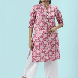 Rangmanch by Pantaloons Red Cotton Printed Straight Kurta-image-55
