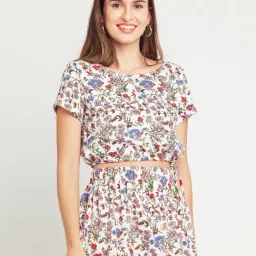 Zink London White Floral Print Crop Top-picture-10