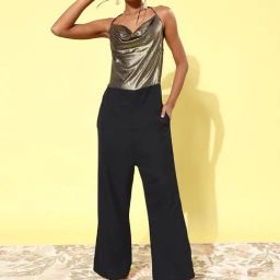 StyleStone Gold & Black Cowl Neck Jumpsuit-picture-31