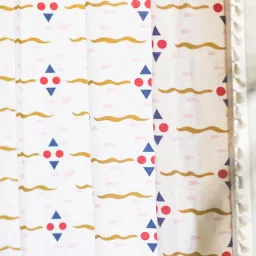 Urban Space Printed Pink & White Cotton 7 ft Boho Door Curtain image 2