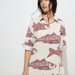 Utsa by Westside Red Marine-Inspired Cotton-Blend Tunic-picture-44