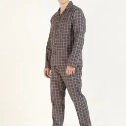 Hancock Mauve Cotton Relaxed Fit Checked Night Suit image 3