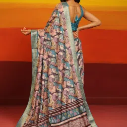 Silk Land Turquoise Silk Woven Banarasi Saree With Unstitched Blouse image 2