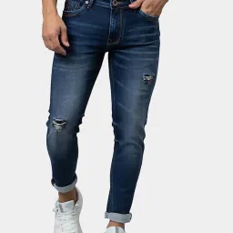 Being Human Blue Cotton Slim Fit Distressed Distressed Jeans image 1