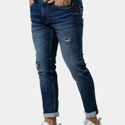 Being Human Blue Cotton Slim Fit Distressed Distressed Jeans image 3