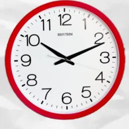 RHYTHM Elegant Round Red Plastic Wall Clock image 2