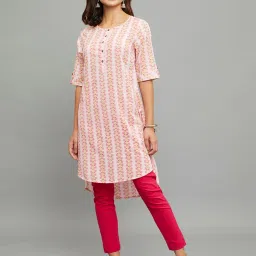 paislei Light Pink Printed High low Kurta image 1