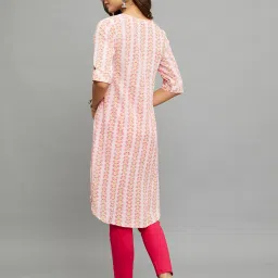 paislei Light Pink Printed High low Kurta image 2