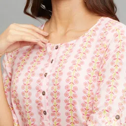 paislei Light Pink Printed High low Kurta image 5
