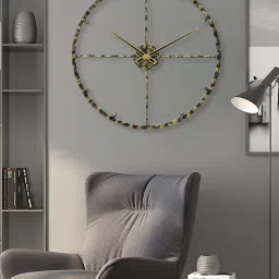 CHRONIKLE Round Black & Gold Iron Wall Clock image 2