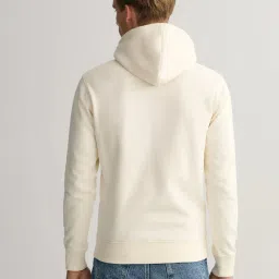 GANT Cream Regular Fit Printed Hooded Sweatshirt image 2
